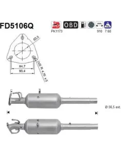 Filtro de partículas diésel AS FD5106Q para CITROËN / PEUGEOT