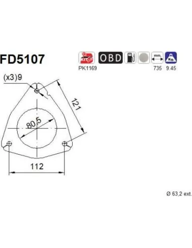Filtro de partículas diésel AS FD5107 para CITROËN / FIAT / PEUGEOT