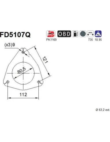 Filtro de partículas diésel AS FD5107Q para CITROËN / FIAT / PEUGEOT