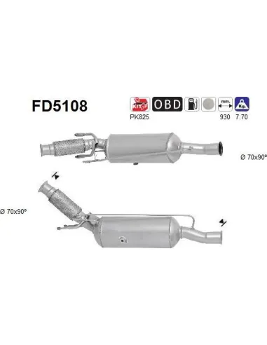 Filtro de partículas diésel AS FD5108 para CITROËN / PEUGEOT