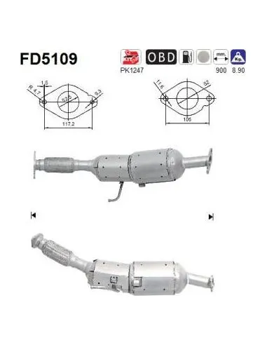Filtro de partículas diésel AS FD5109 para NISSAN | Recambios Colmenar