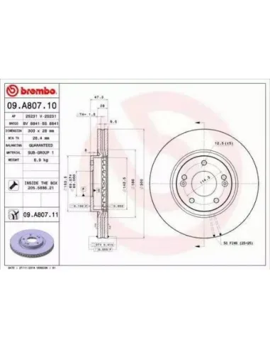 09.A807.10 Disco de freno Brembo