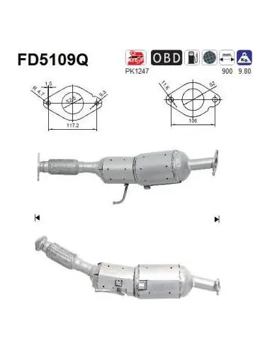Filtro de partículas diésel AS FD5109Q para NISSAN