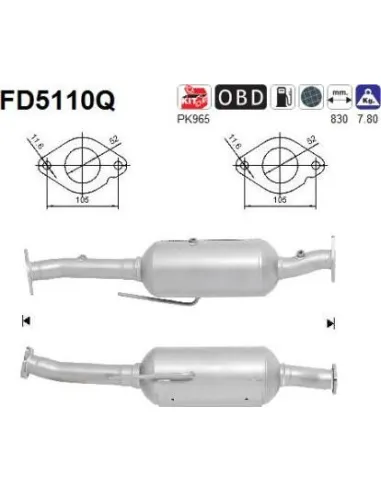 Filtro de partículas diésel AS FD5110Q para FORD | Recambios Colmenar