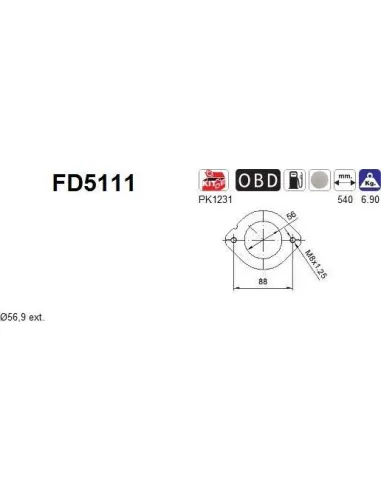Filtro de partículas diésel AS FD5111 | Recambios Colmenar
