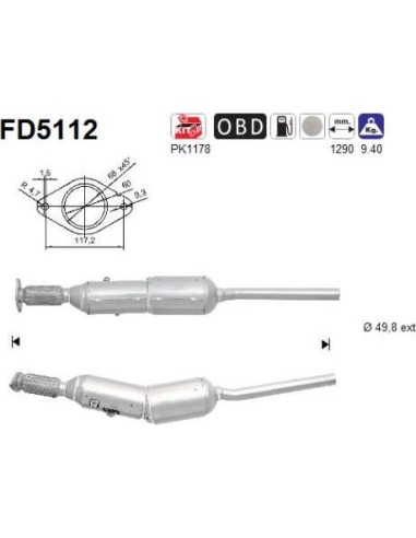 Filtro de partículas diésel AS FD5112 para RENAULT