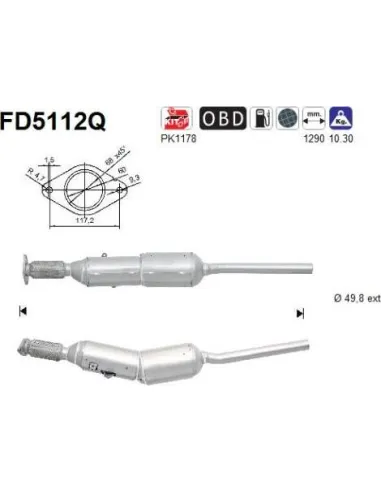 Filtro de partículas diésel AS FD5112Q para RENAULT