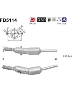 Filtro de partículas diésel AS FD5114 para RENAULT