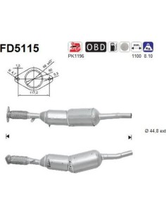 Filtro de partículas diésel AS FD5115 para DACIA | Recambios Colmenar