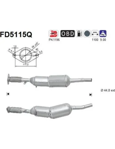 Filtro de partículas diésel AS FD5115Q para DACIA | Recambios Colmenar