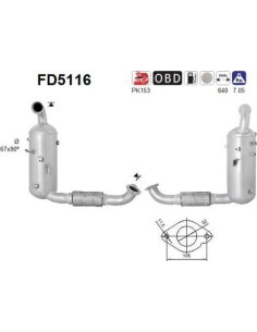 Filtro de partículas diésel AS FD5116 para FORD | Recambios Colmenar
