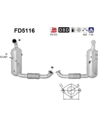 Filtro de partículas diésel AS FD5116 para FORD | Recambios Colmenar