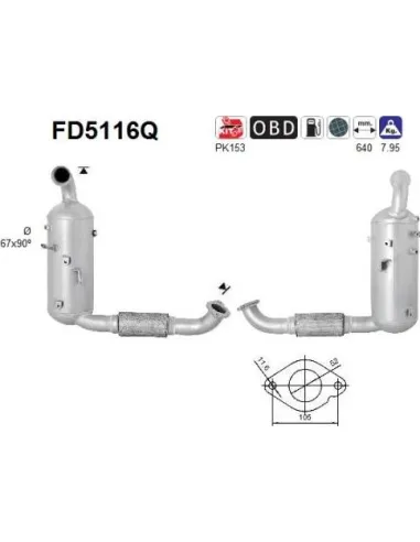 Filtro de partículas diésel AS FD5116Q para FORD | Recambios Colmenar