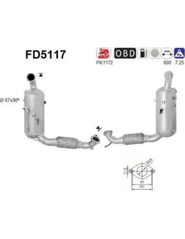 Filtro de partículas diésel AS FD5117 para FORD | Recambios Colmenar