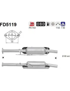 Filtro de partículas diésel AS FD5119 para FORD | Recambios Colmenar