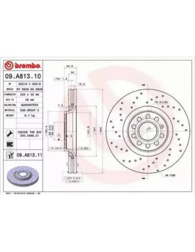 09.A813.10 Disco de freno Brembo