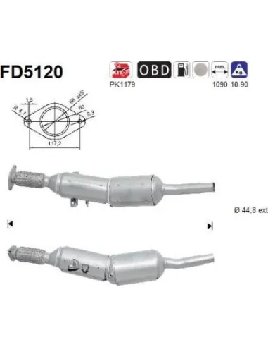 Filtro de partículas diésel AS FD5120 para RENAULT