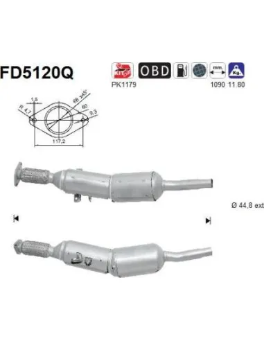Filtro de partículas diésel AS FD5120Q para RENAULT
