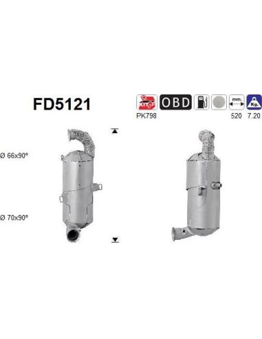 Filtro de partículas diésel AS FD5121 para CITROËN / DS / PEUGEOT
