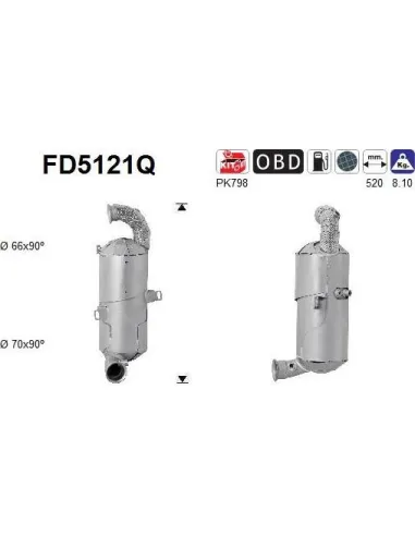 Filtro de partículas diésel AS FD5121Q para CITROËN / DS / PEUGEOT