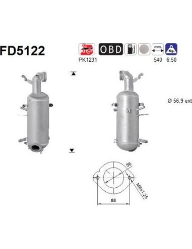 Filtro de partículas diésel AS FD5122 | Recambios Colmenar