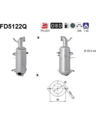 Filtro de partículas diésel AS FD5122Q | Recambios Colmenar