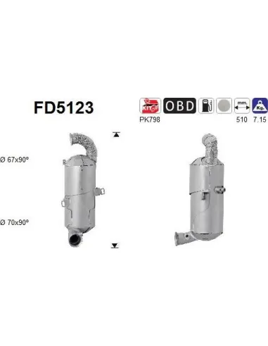 Filtro de partículas diésel AS FD5123 para CITROËN / DS / PEUGEOT