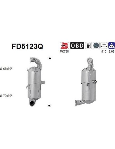 Filtro de partículas diésel AS FD5123Q para CITROËN / DS / PEUGEOT
