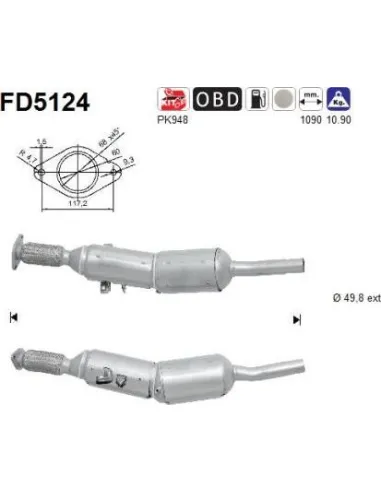Filtro de partículas diésel AS FD5124 para RENAULT