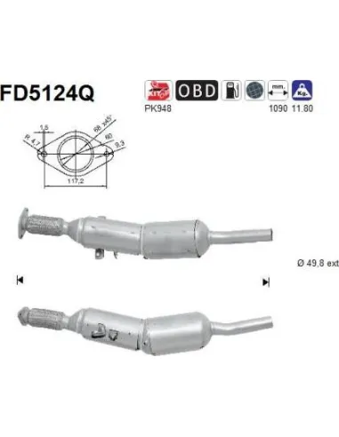 Filtro de partículas diésel AS FD5124Q para RENAULT