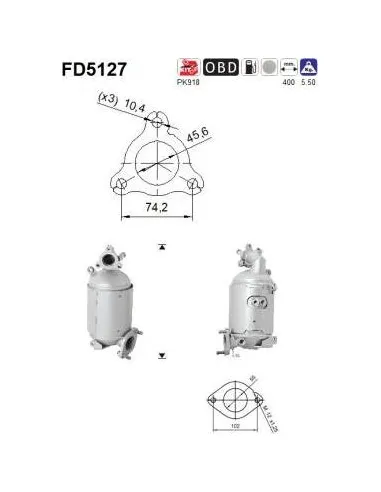 Filtro de partículas diésel AS FD5127 para HYUNDAI / KIA