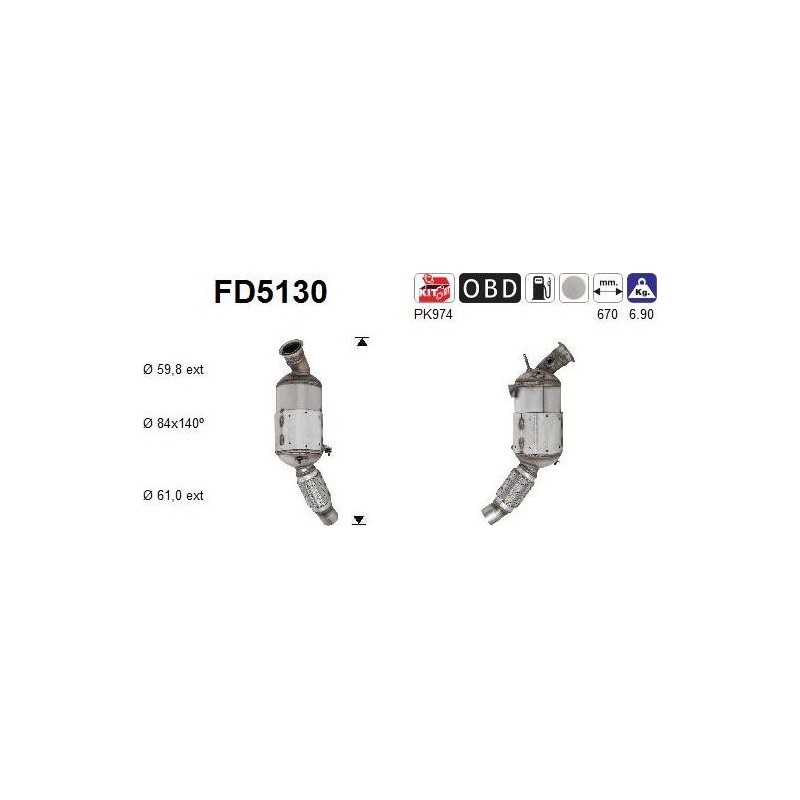 Filtro de partículas diésel AS FD5130 para BMW | Recambios Colmenar