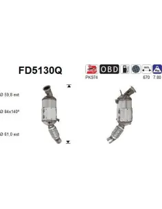 Filtro de partículas diésel AS FD5130Q para BMW | Recambios Colmenar