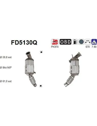 Filtro de partículas diésel AS FD5130Q para BMW | Recambios Colmenar