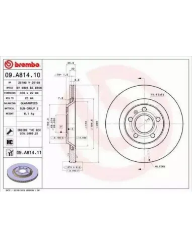 09.A814.10 Disco de freno Brembo