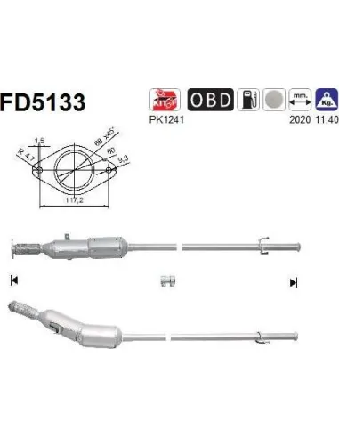 Filtro de partículas diésel AS FD5133 para RENAULT