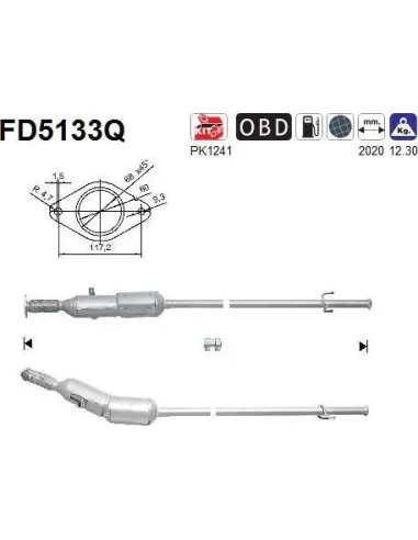 Filtro de partículas diésel AS FD5133Q para RENAULT