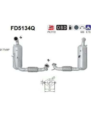Filtro de partículas diésel AS FD5134Q para FORD / MAZDA
