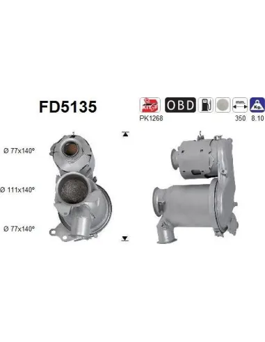 Filtro de partículas diésel AS FD5135 para AUDI / SEAT / SKODA