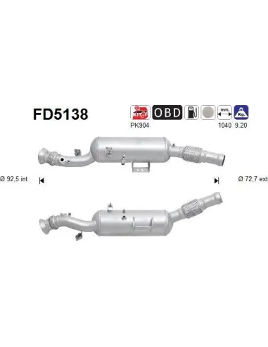 Filtro de partículas diésel AS FD5138 para MERCEDES