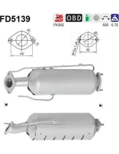 Filtro de partículas diésel AS FD5139 para HYUNDAI / KIA