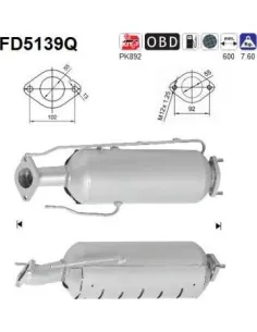 Filtro de partículas diésel AS FD5139Q para HYUNDAI / KIA