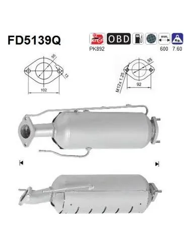 Filtro de partículas diésel AS FD5139Q para HYUNDAI / KIA