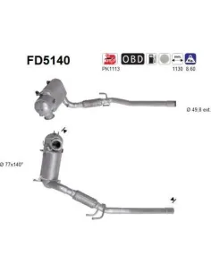 Filtro de partículas diésel AS FD5140 para AUDI / SEAT / SKODA