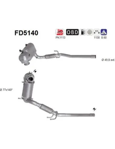 Filtro de partículas diésel AS FD5140 para AUDI / SEAT / SKODA