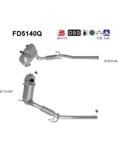 Filtro de partículas diésel AS FD5140Q para AUDI / SEAT / SKODA