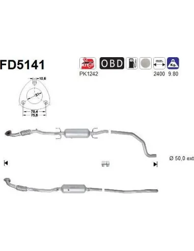 Filtro de partículas diésel AS FD5141 para OPEL | Recambios Colmenar