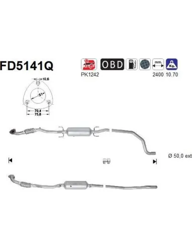 Filtro de partículas diésel AS FD5141Q para OPEL | Recambios Colmenar
