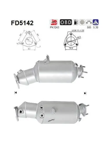 Filtro de partículas diésel AS FD5142 para AUDI | Recambios Colmenar