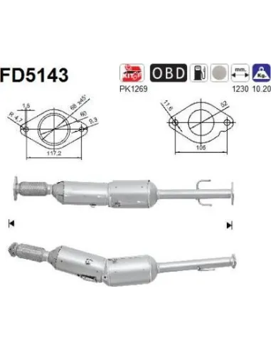 Filtro de partículas diésel AS FD5143 para NISSAN | Recambios Colmenar